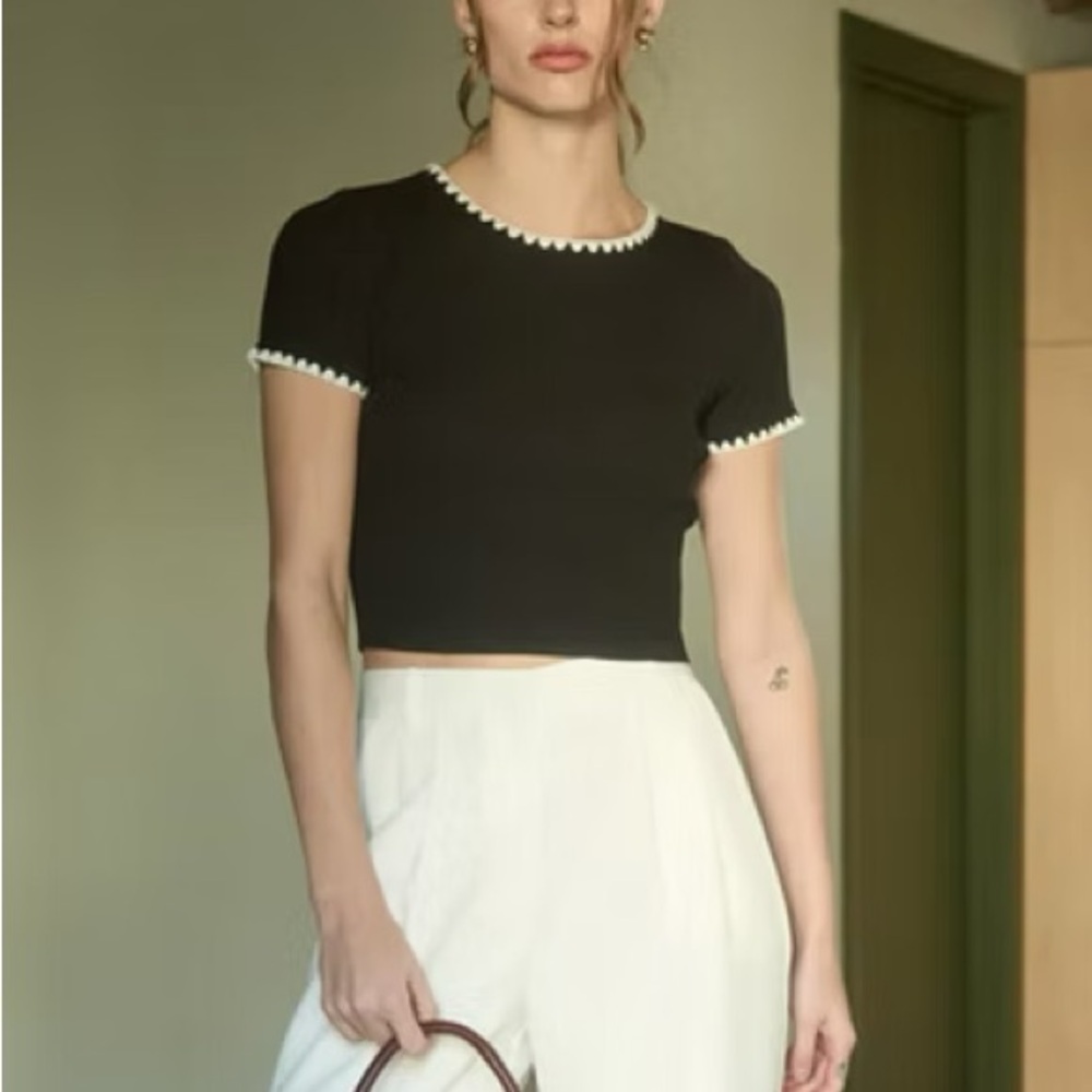 Black and White Trim Women's Top